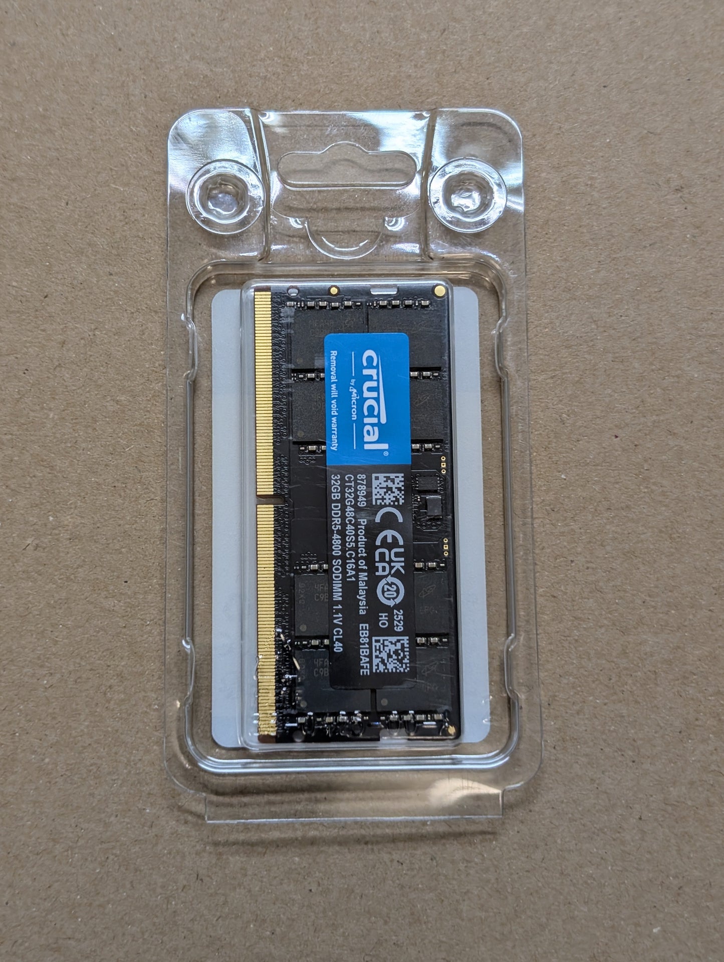 Micron 32GB DDR5 SO-DIMM 4800 CL40 - Notebook , Laptop, Mini PC RAM
