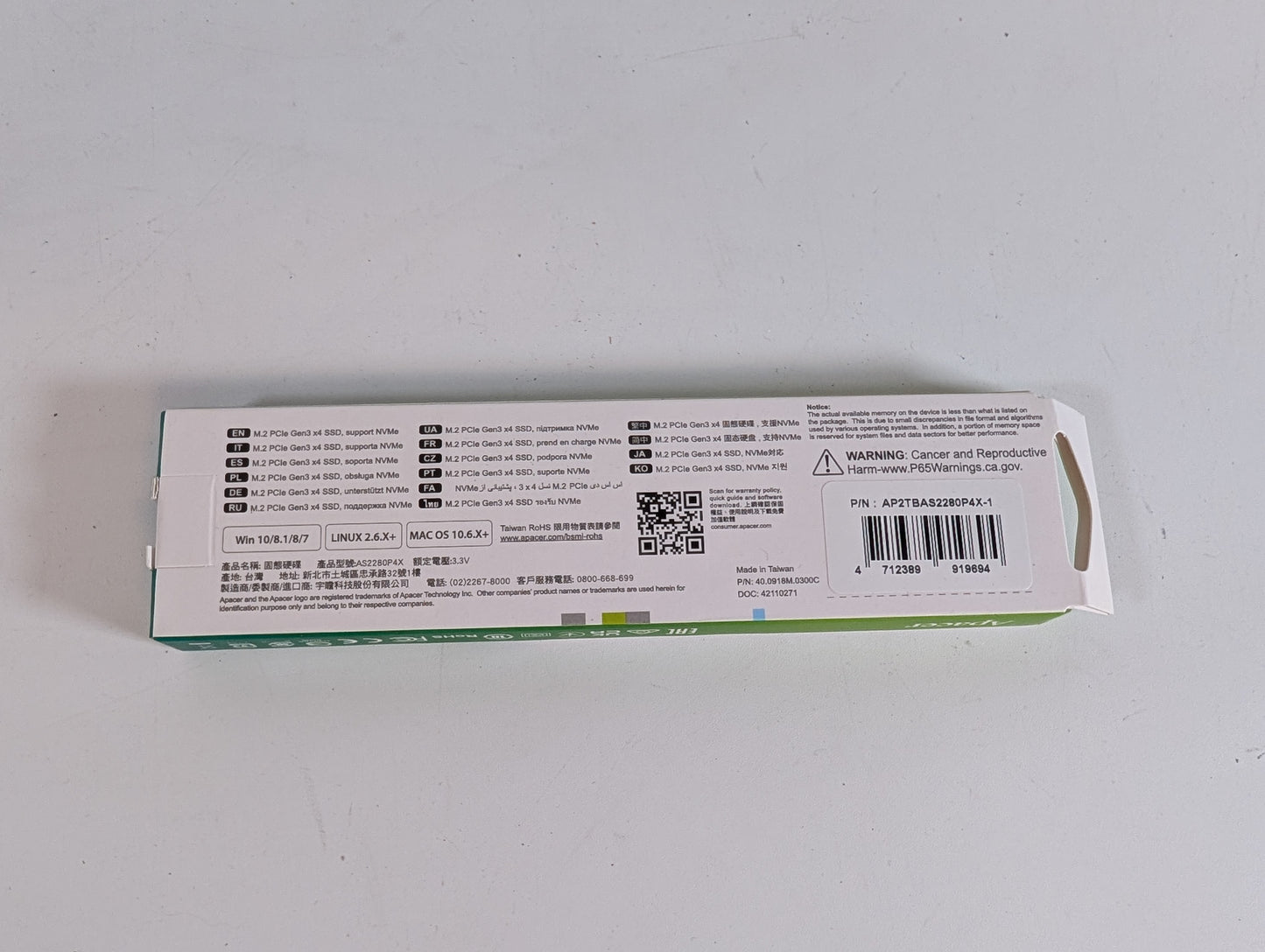 APACER 2TB NVME SSD - 2.100MB/s Geschwindigkeit PCIe Gen3 X4 - Speicher