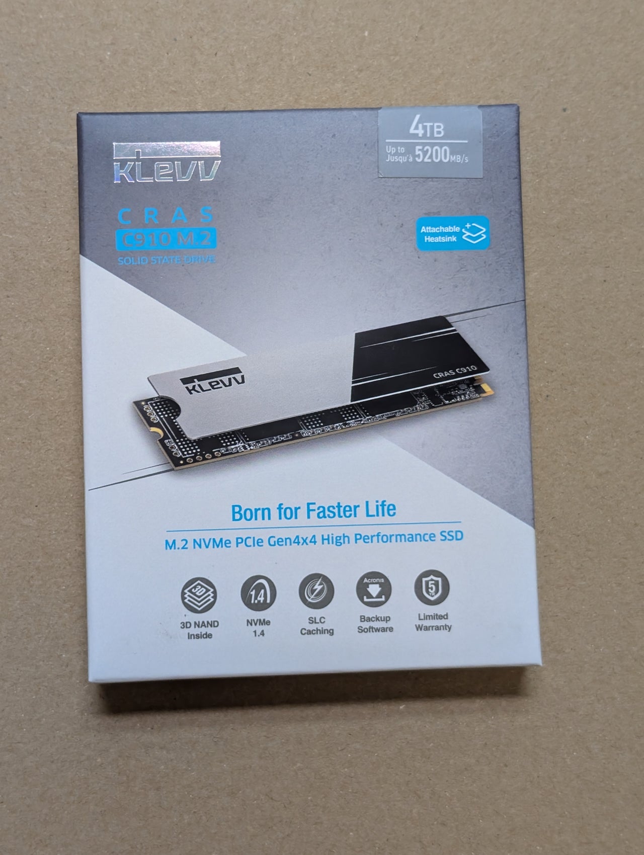 KLEVV 4TB NVME 5200MB/s SSD C910 M.2 Gen 4X4