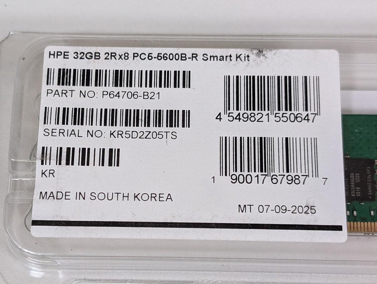 HPE P48501-001 / P43330-0A1 - 32 GB 2Rx8 PC5-5600B ECC DDR5 RDIMM
